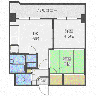 ヴィブレ大和(2DK/6階)の間取り写真