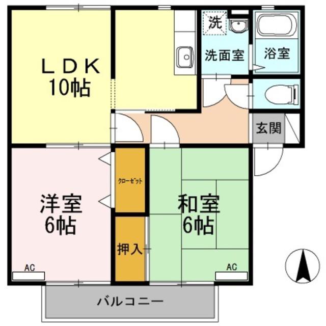 アムール(2LDK/1階)の間取り写真