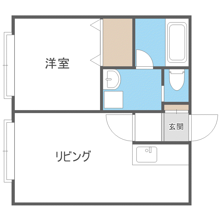 リースクエア発寒(1DK/2階)の間取り写真