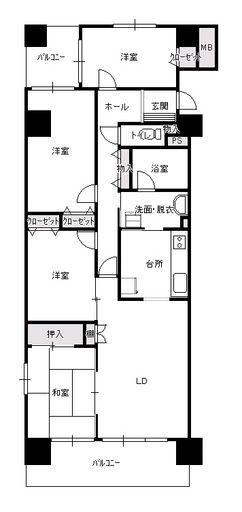 ユメックスマンション夢咲(4LDK/2階)の間取り写真