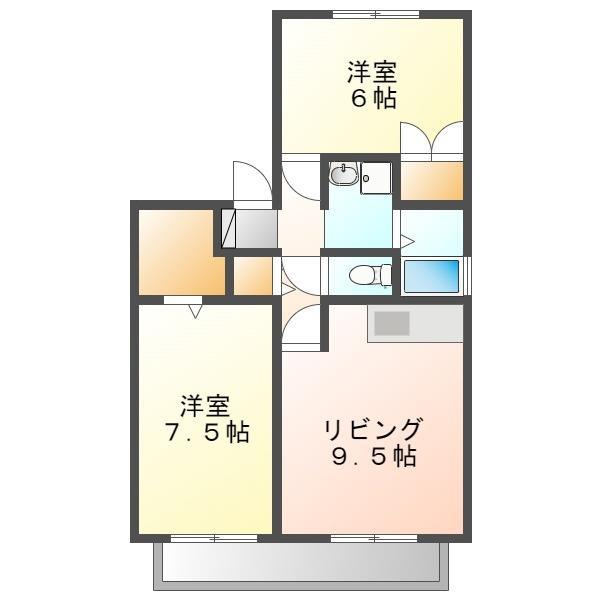 エスペラールサクラI(2LDK/2階)の間取り写真