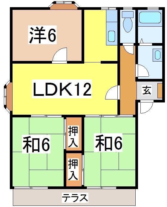 フレグランススズキB(3LDK/1階)の間取り写真