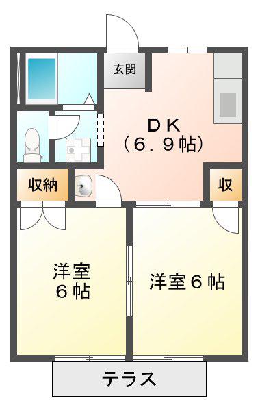 マザーグースI(2DK/1階)の間取り写真