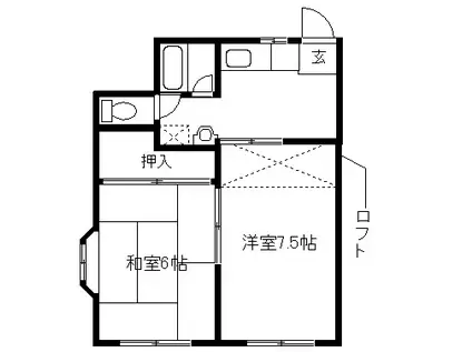 サニーライフ鷺ヶ森(2K/1階)の間取り写真