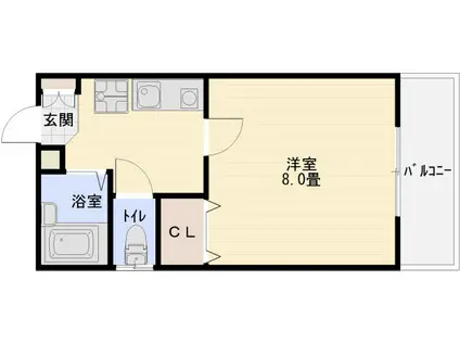 ハイツKYOYA(1K/2階)の間取り写真