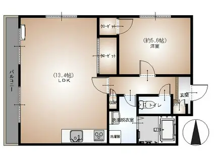 セレスティアル新居浜(1LDK/5階)の間取り写真