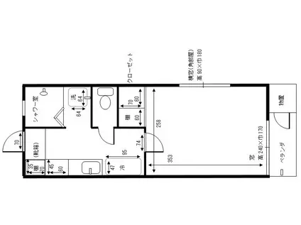 ランドフェアB(1K/1階)の間取り写真