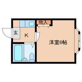 ハイタウンB棟(1K/2階)の間取り写真