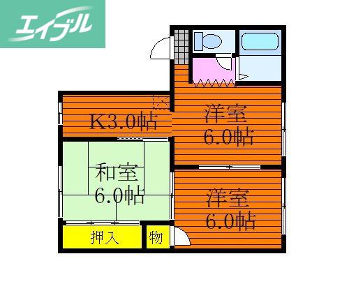 コーポT&S(3K/1階)の間取り写真
