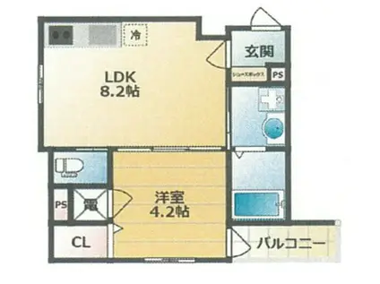 グランクラス八尾恩智(1LDK/3階)の間取り写真