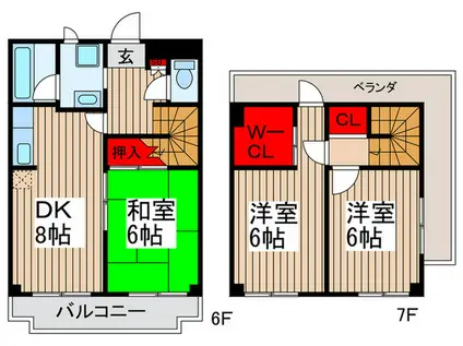 キャッスル北松戸(3DK/6階)の間取り写真