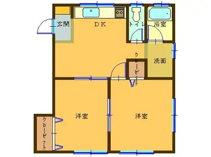 コーポ コスモス 2(2DK/2階)の間取り写真