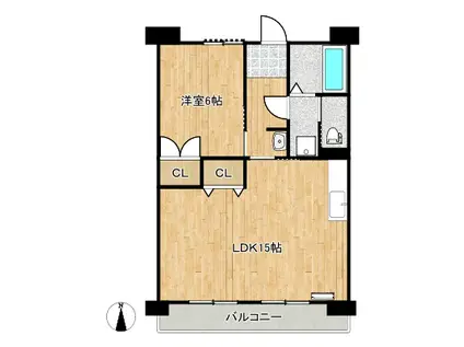 インペリアル西本II(1LDK/1階)の間取り写真
