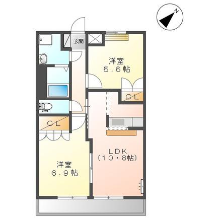 ルアール(2LDK/2階)の間取り写真