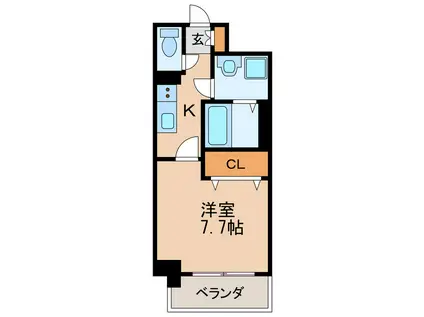 プレサンス栄ブリオ(1K/7階)の間取り写真