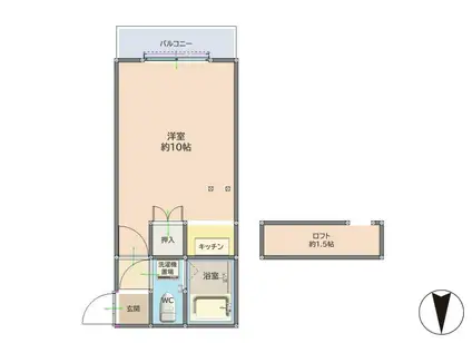 メゾンド・南福島(ワンルーム/2階)の間取り写真