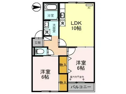 パーク・シャトルB(2LDK/1階)の間取り写真