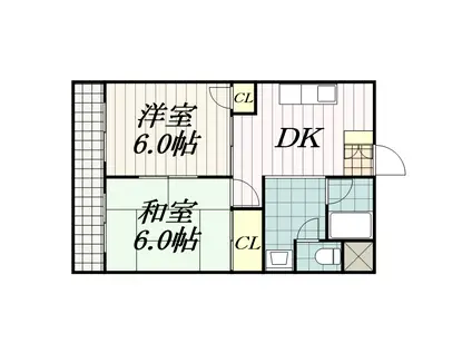 セントラルコート(2DK/3階)の間取り写真