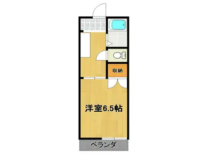 キャッスル芝山ハイツB棟(1K/1階)の間取り写真