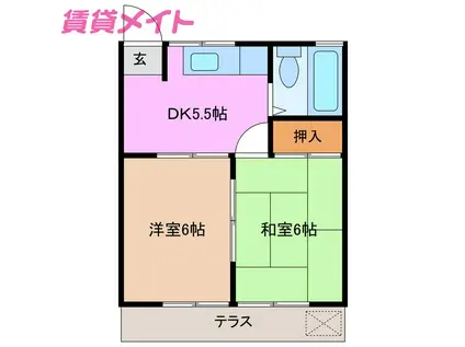 コーポラス日野(2DK/1階)の間取り写真