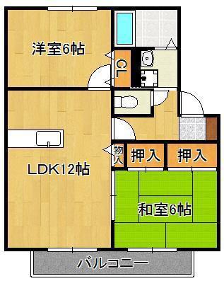 ヴェルディ高須IIA・B(2LDK/2階)の間取り写真