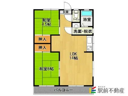 平島コーポ(2LDK/2階)の間取り写真