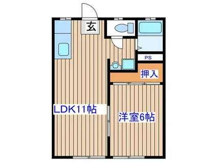 桜田ハイツ(1LDK/1階)の間取り写真