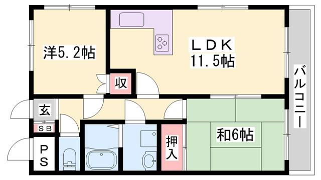 MTハイツ(2LDK/1階)の間取り写真