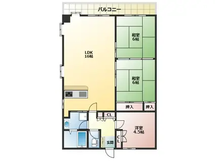 トーカンマンションローレ第20(3LDK/6階)の間取り写真