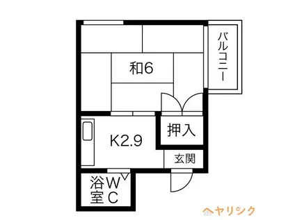 パラシオン彩(1K/2階)の間取り写真
