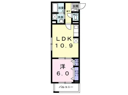ドゥー・アヴェニール(1LDK/2階)の間取り写真
