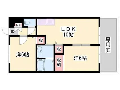 キャロットパーティ(2LDK/1階)の間取り写真