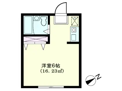 フォークレイドル(1K/1階)の間取り写真