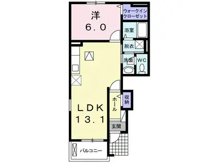 リバーヒルズN(1LDK/1階)の間取り写真
