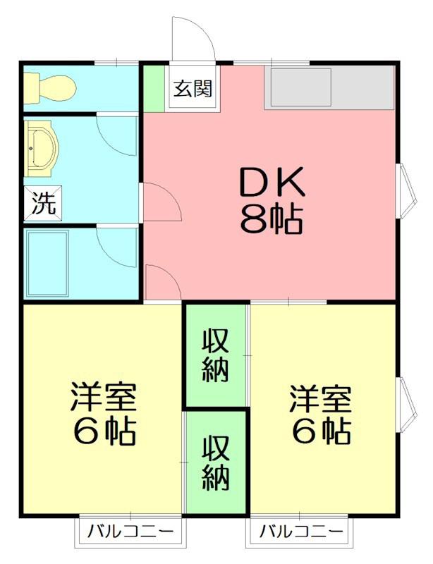 一の崎ハウス(2DK/1階)の間取り写真