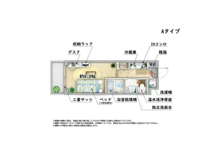 カレッジコート信州大学前(1K/1階)の間取り写真