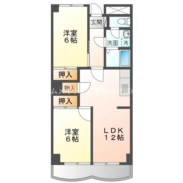 ユトリロ下地3(2LDK/6階)の間取り写真