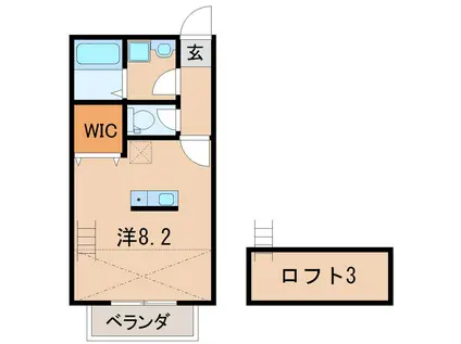 アリス横塚(ワンルーム/2階)の間取り写真