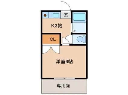 シラユリハウス(1K/1階)の間取り写真