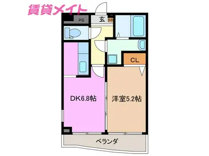 エトワール(1DK/2階)の間取り写真