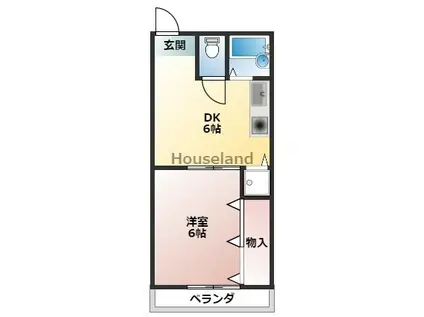 クラウンハイツ有家(1DK/3階)の間取り写真