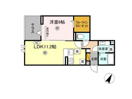プロスター元山町(1LDK/1階)の間取り写真