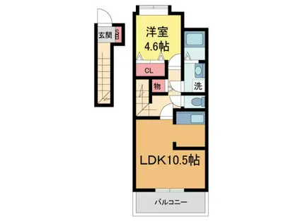 スターテラス宝塚(1LDK/2階)の間取り写真