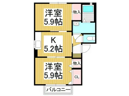 シャーメゾン エテルノ B棟(2K/1階)の間取り写真