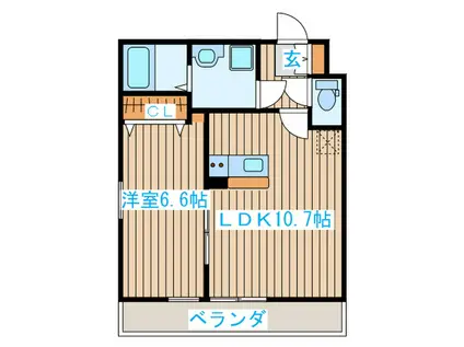 アルベルーチェ八幡(1LDK/2階)の間取り写真