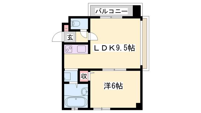 ベルトピア姫路I(1LDK/3階)の間取り写真