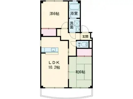 シルクヴェールフジA棟(2LDK/3階)の間取り写真