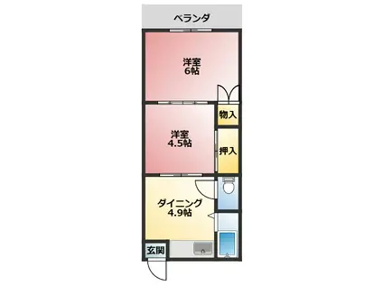 山本アパート(2DK/1階)の間取り写真