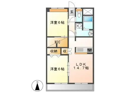 パークロイヤル南荒子(2LDK/4階)の間取り写真