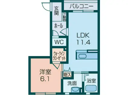 クレア大和八木(1LDK/1階)の間取り写真